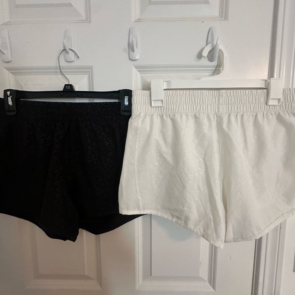 2 cheetah white and black athletic shorts